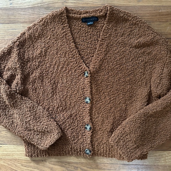 Cozy Brown Button-Up Cardigan - Picture 2 of 4